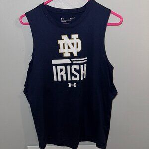 Under Armour Notre Dame Men's Blue and Gold Graphic Tank Top